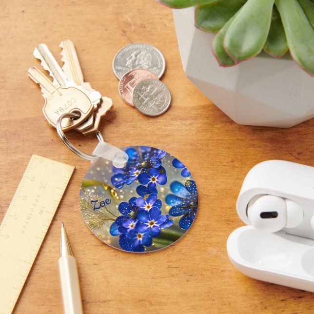 Llavero Flor olvidadiza con acentos dorados (Escritorio )