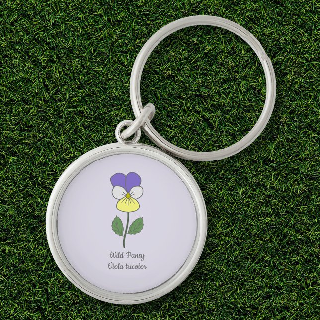 Llavero Flor Pastel Botánica Pansy Silvestre (Botanical Wild Pansy Flower Keychain)