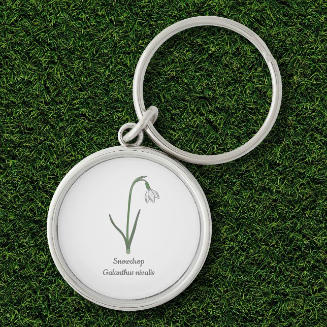 Llavero Flor Pastel de Snowdrop Botánica (Botanical Snowdrop Flower Keychain)