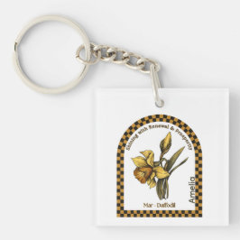 Llavero Flor Personalizada del Mes de Cumpleaños de Marzo