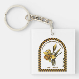 Llavero Flor Personalizada del Mes de Cumpleaños de Marzo