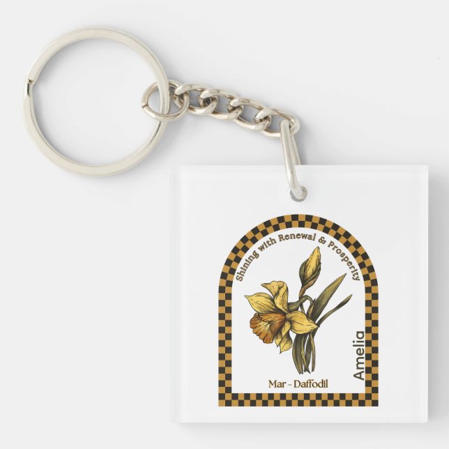 Llavero Flor Personalizada del Mes de Cumpleaños de Marzo (Frente)