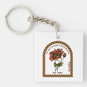 Llavero Flor Personalizada del Mes de Nacimiento de Agosto