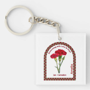 Llavero Flor Personalizada del Mes de Nacimiento de Enero