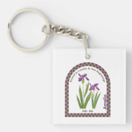 Llavero Flor personalizada del mes de nacimiento de febrer