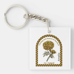 Llavero Flor personalizada del mes de nacimiento de octubr