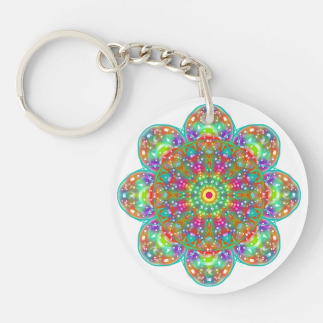 Llavero Flor Petal Mandala Boho (Frente)