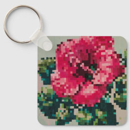 Llavero Flor pixelada en rosa vibrante