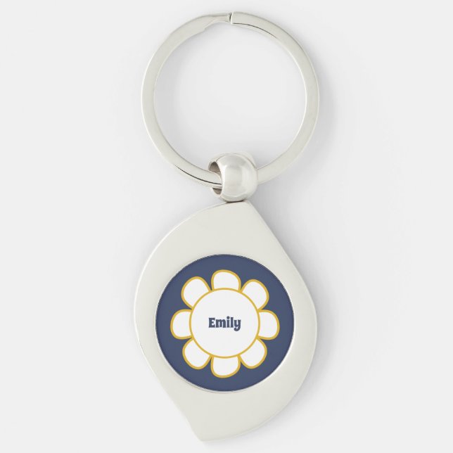 Llavero Flor retro suave personalizada (Anverso)