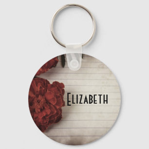 Llavero Flor roja en papel en línea personalizada