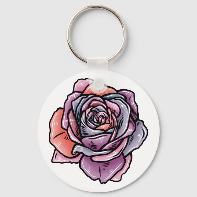 Llavero Flor Rosa de color (Anverso)