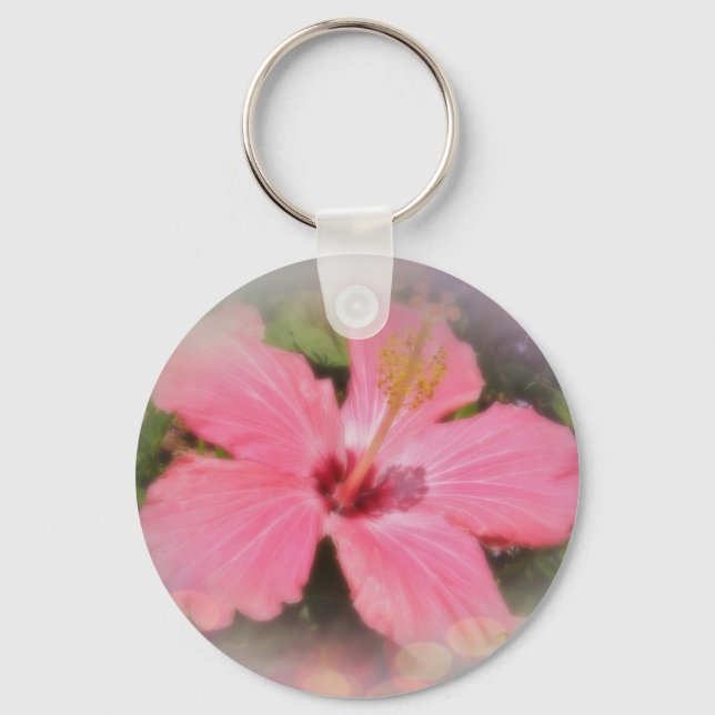 Llavero Flor rosa hibiscus (Anverso)