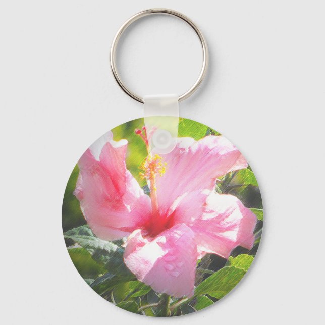 Llavero Flor rosa hibiscus (Anverso)