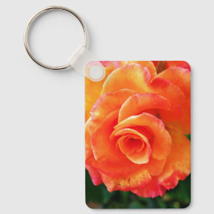 Llavero flor rosa naranja