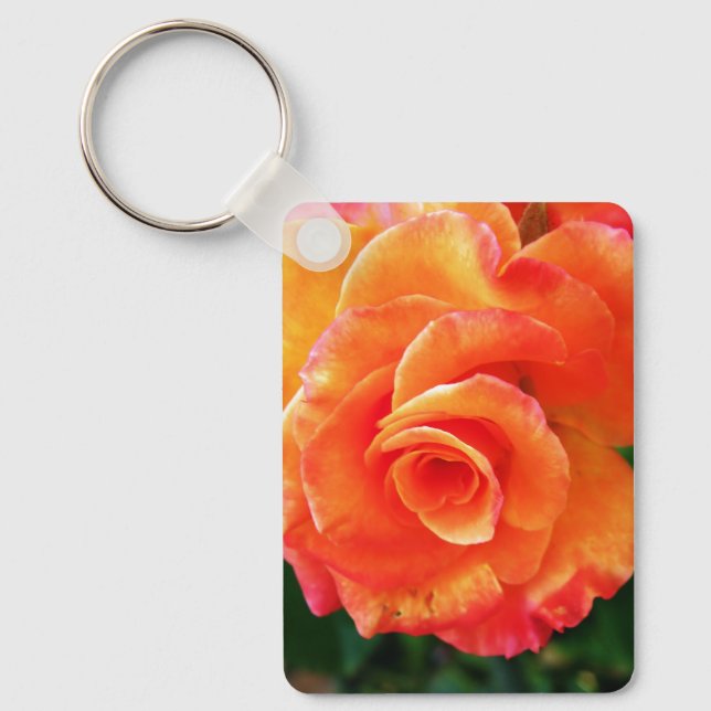 Llavero flor rosa naranja (Anverso)