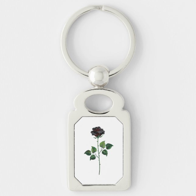 Llavero Flor rosa negra (Anverso)