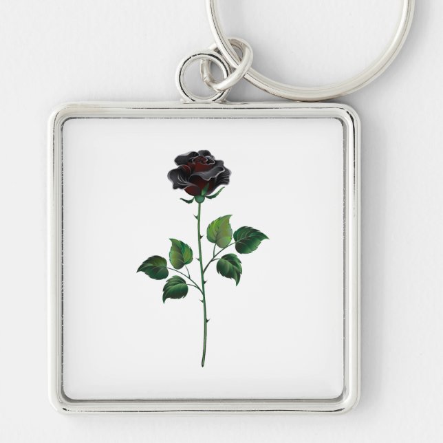 Llavero Flor rosa negra (Frente)