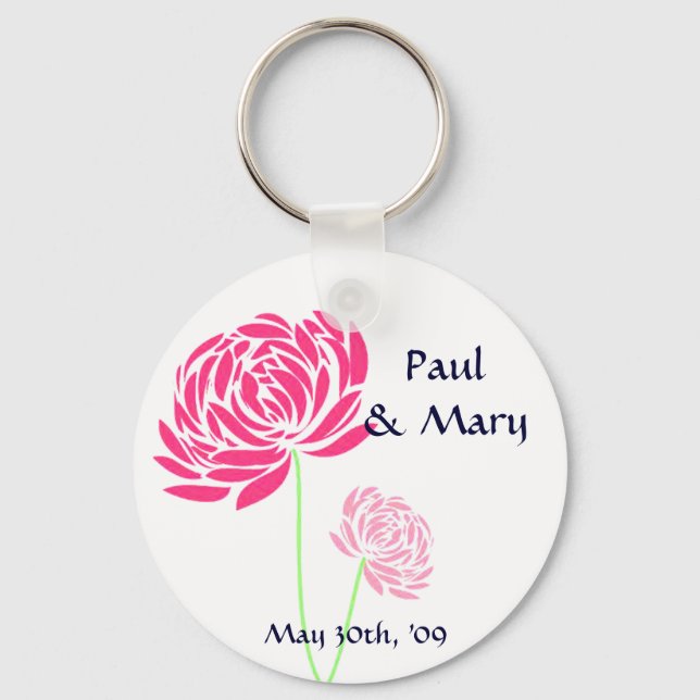 Llavero Flor rosa personalizable (Anverso)