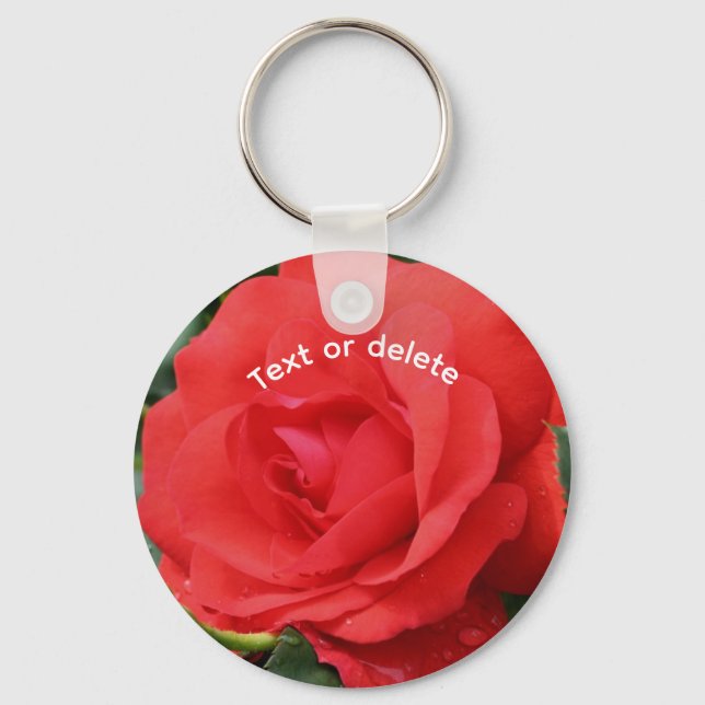 Llavero Flor rosa roja personalizada (Anverso)