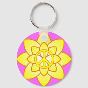 Llavero Flor símbolo de la paz - Amarillo
