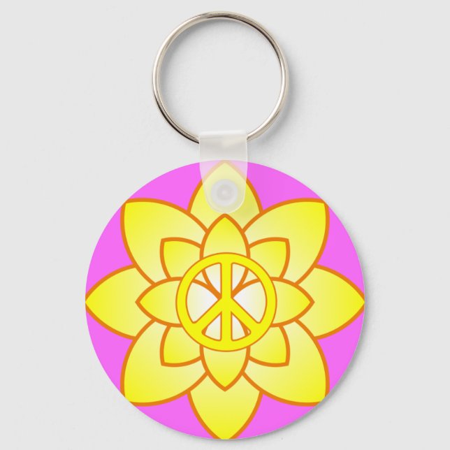 Llavero Flor símbolo de la paz - Amarillo (Anverso)