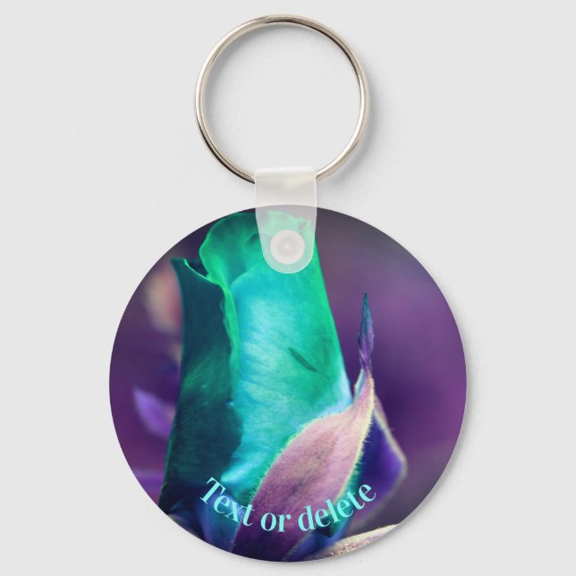 Llavero Flor turquesa rosebud personalizada (Anverso)