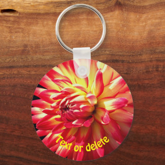 Llavero Flor vibrante roja de Dahlia personalizada
