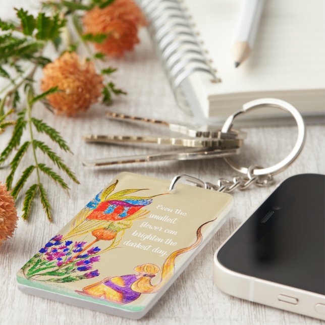 Llavero Flor y chica personalizado (Frente Derecha)