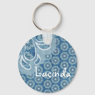 Llavero Flor y denim desvanecidos nombre aqua cadena de cl