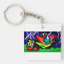 Llavero Flor y rana primaverales