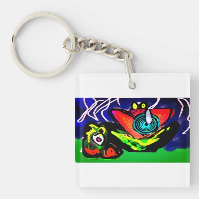 Llavero Flor y rana primaverales (Frente)