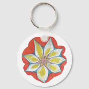 Llavero Flor Yoga Mandala Botón Anillo de teclas