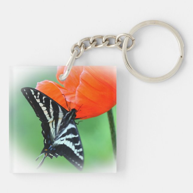 Llavero Flora floral de mariposa cebra Keychain acrílico (Atrás)