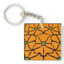 Floral Abstracto Moderno Verde y Naranja