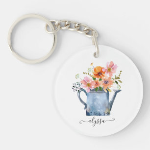 Llavero Floral acuática pintada a mano