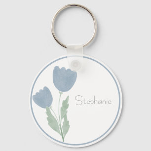 Llavero Floral acuática simple su nombre