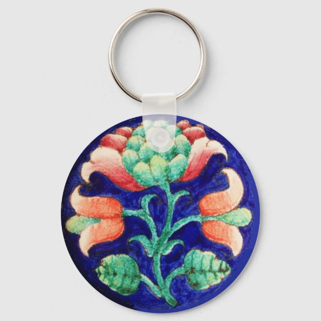 Llavero FLORAL , azul rosa verde (Anverso)