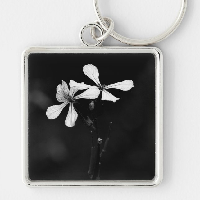 Llavero floral blanca y negra mínima (Frente)