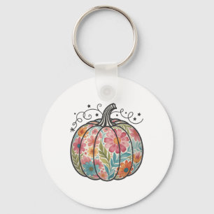 Llavero Floral Boho Calabaza Preppy Otoño Día de Acción de