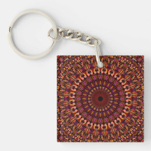 Llavero Floral Brown Mandala Design-48566