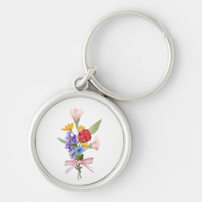 Llavero Floral Charm Keychain – Elegant Flower Bouquet  (Frente)