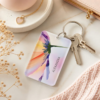 Llavero Floral contemporáneo opcional nombre personalizado