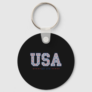 Llavero Floral Coquette Usa America 4 De Julio Independen