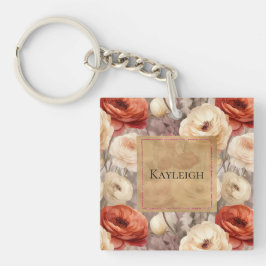 Llavero Floral crema roja borgoñona
