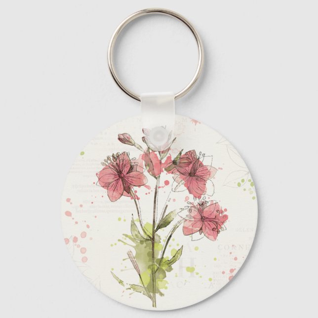 Llavero Floral Dark Pink Splash (Anverso)