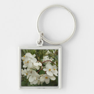 Llavero Floral de Begonia blanca tropical