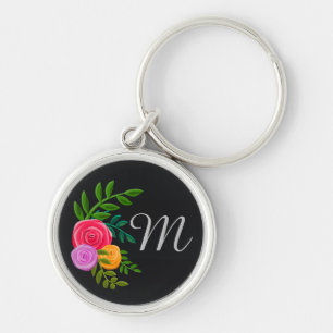 Llavero Floral de bonito en Chalkboard Monogramado