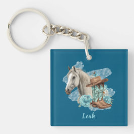 Llavero Floral de Caballo del Oeste
