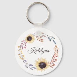 Llavero Floral de girasol floral personalizada