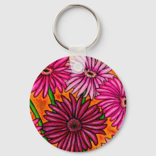 Llavero floral de las margaritas enrrolladas de